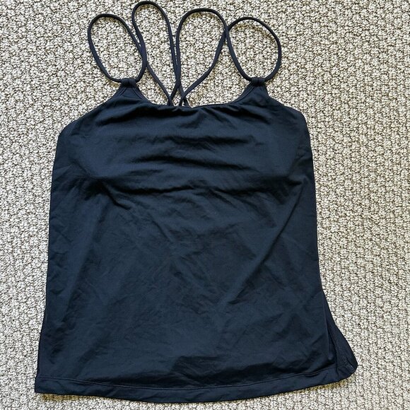 A102 Lululemon Athletica Tank Black size 4 Criss Cross back - Picture 1 of 5